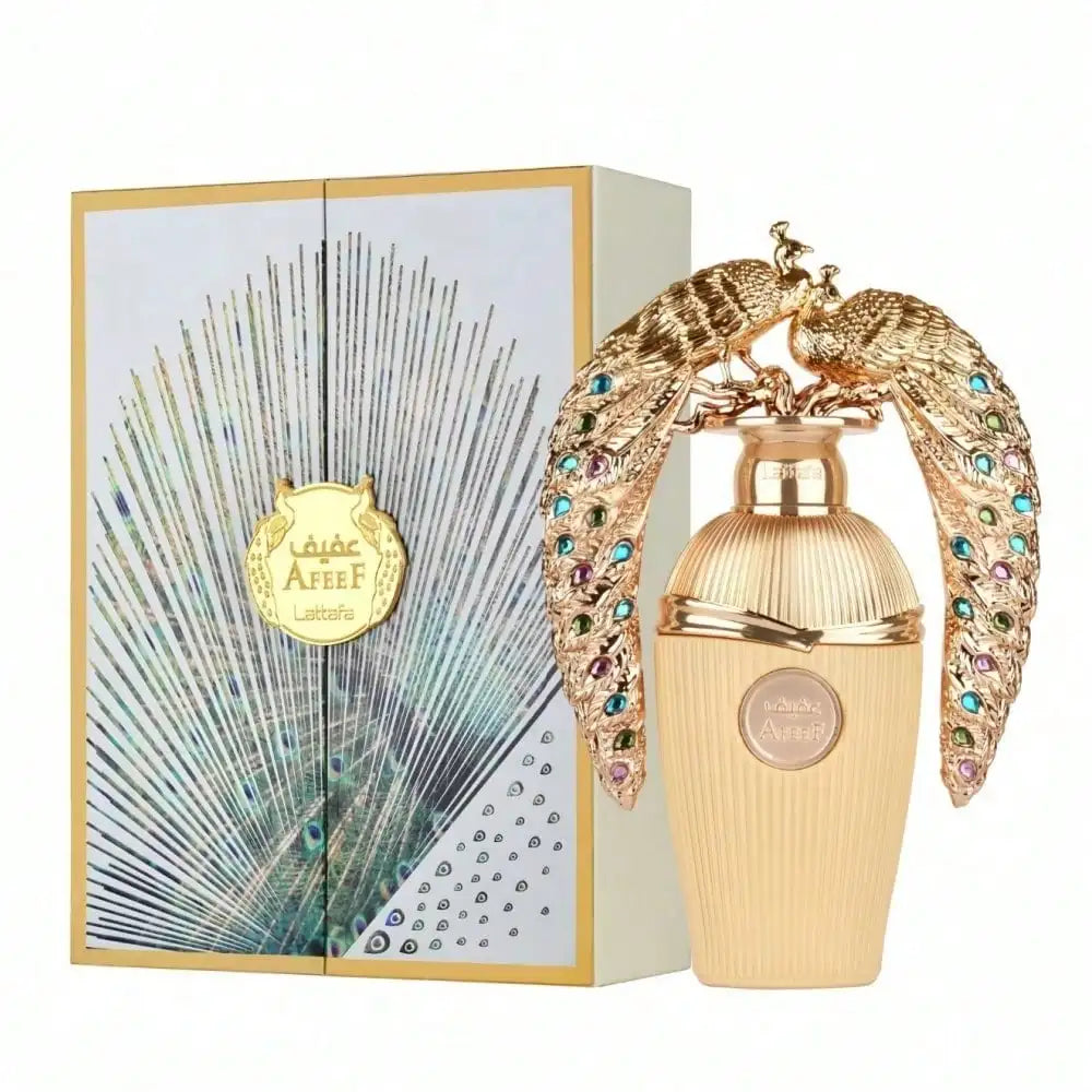 Lattafa Afeef 100 ml Eau de Parfum Femme – Parfum Floral Oriental Gourmand, Bergamote, Pêche, Jasmin, Ambre, Praliné