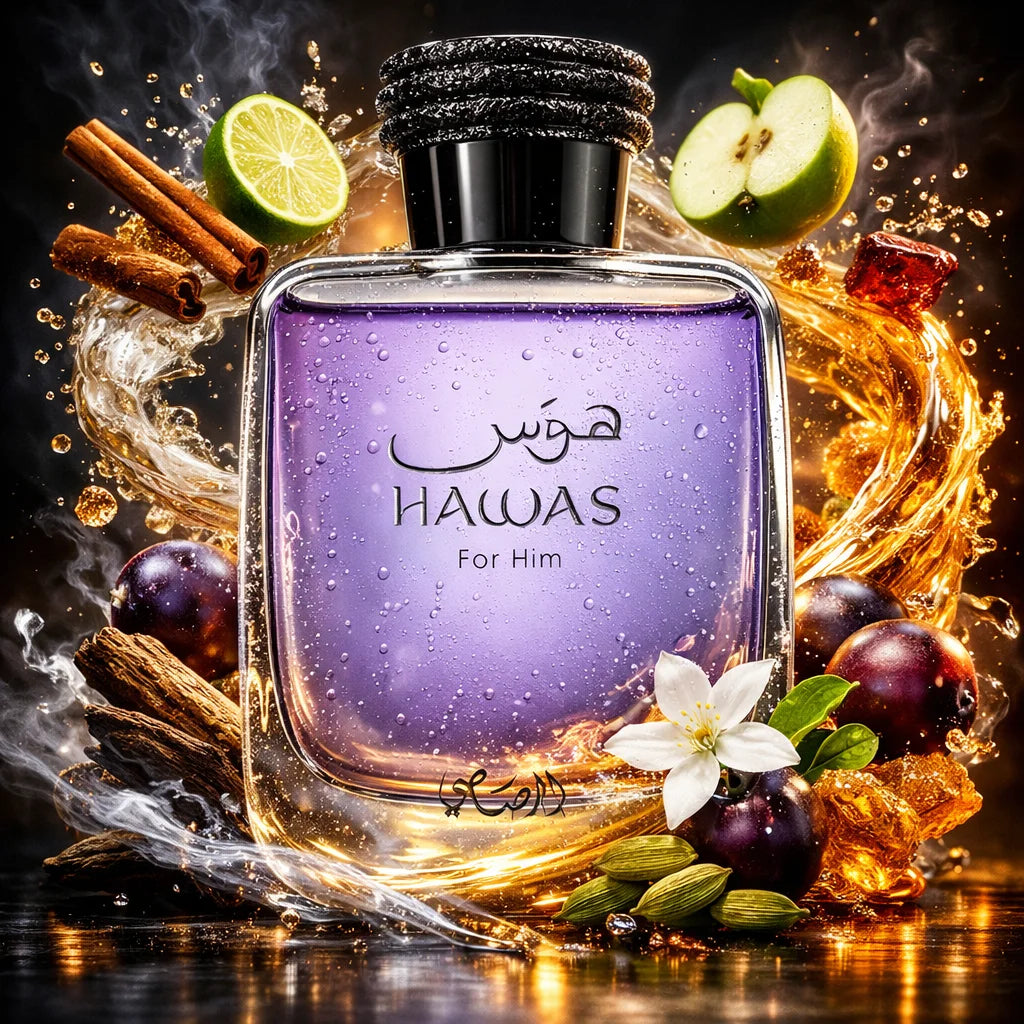 Rasasi Hawas for Him – Eau de Parfum Homme 100 ml – Parfum Oriental Boisé, Frais & Épicé