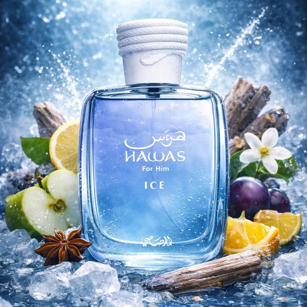 Rasasi Hawas Ice Eau de Parfum Homme 100 ml – Pomme, Agrumes Siciliens, Ambre & Bois Flotté