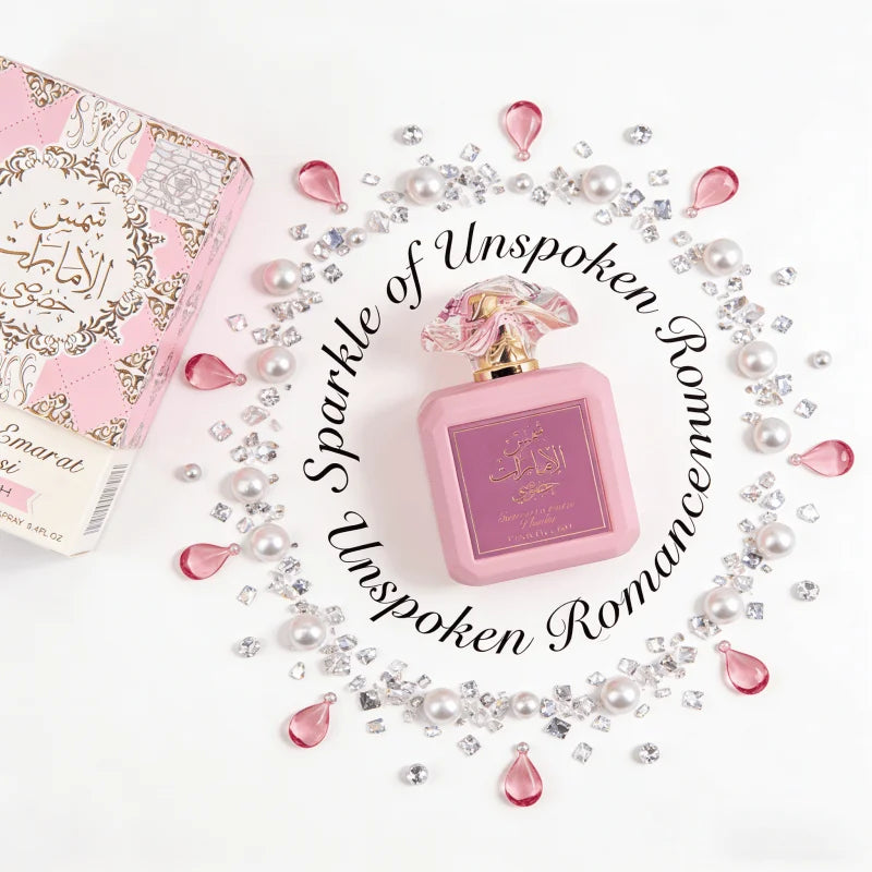 Shams Al Emarat Khususi Pink Blush EDP 100ml, flacon rose élégant, parfum idéal pour les moments quotidiens et romantiques