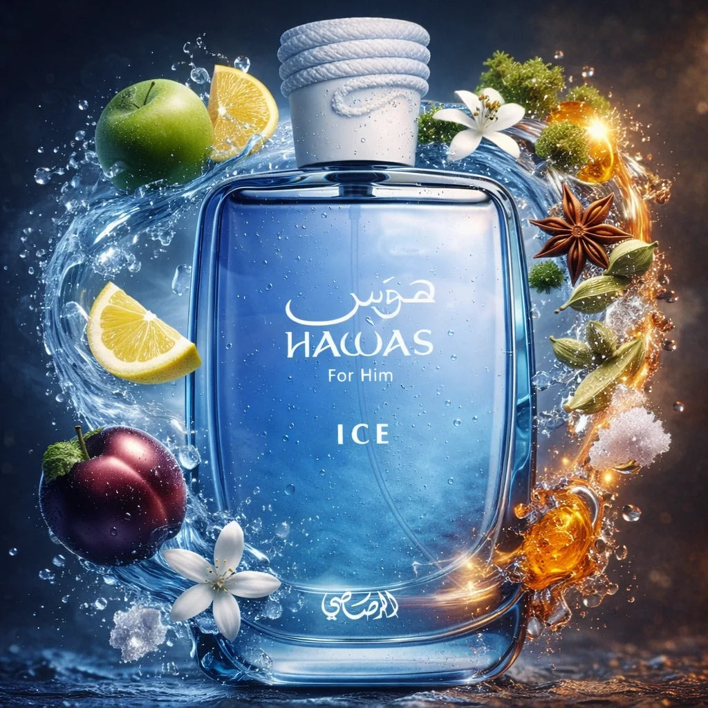 Rasasi Hawas Ice Eau de Parfum Homme 100 ml – Pomme, Agrumes Siciliens, Ambre & Bois Flotté