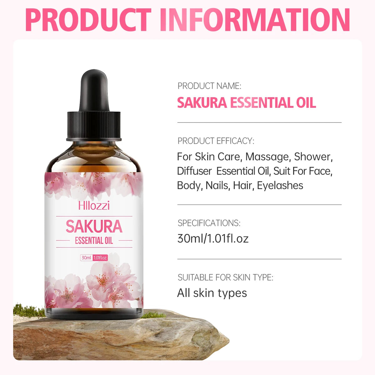 L'huile essentielle de fleur de cerisier 100ml/60ml/30ml convient aux soins de la peau du visage, aux soins du corps, à l'aromathérapie, à l'aromathérapie