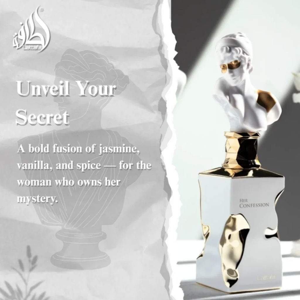 Lattafa His Confession 100ml/3.4oz Eau de Parfum Arabe, Cologne aux Phéromones, Parfum Longue Durée pour Homme, Cadeau de Noël
