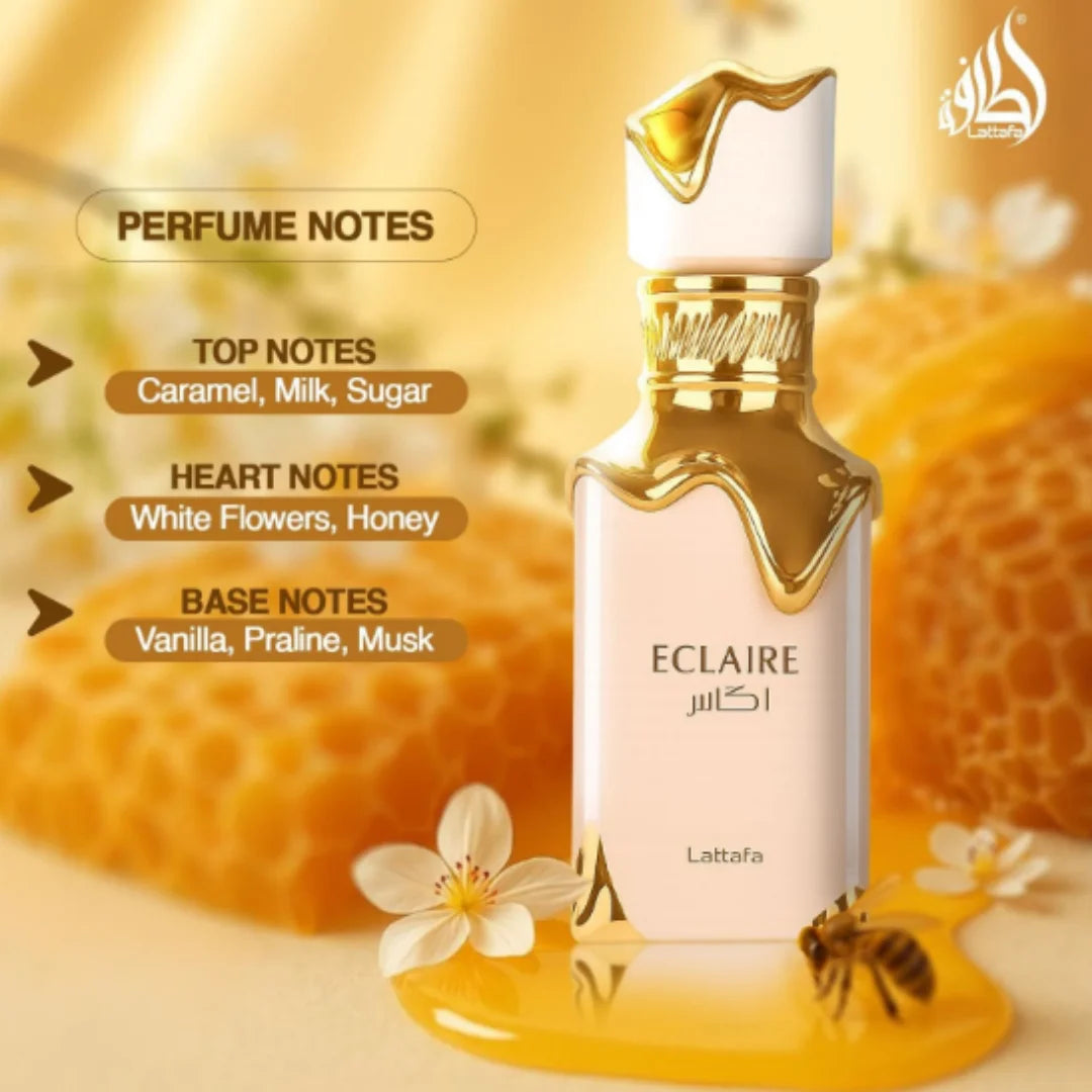 Lattafa Eclaire 3.4oz/100ml Eau de Parfum Spray Ice Cream Parfum Arabe Glacé Cadeau pour Femme EDP Spray Parfum Phéromone