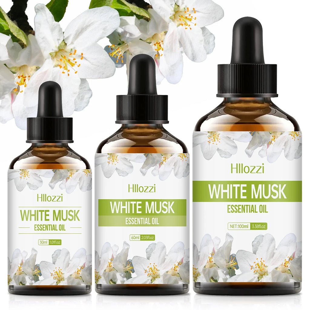 100 ml-60 ml-30 ml MUSQUE BLANC,Convient aux diffuseurs de soins du corps et d'aromathérapie, spa, soins capillaires, produits ménagers.