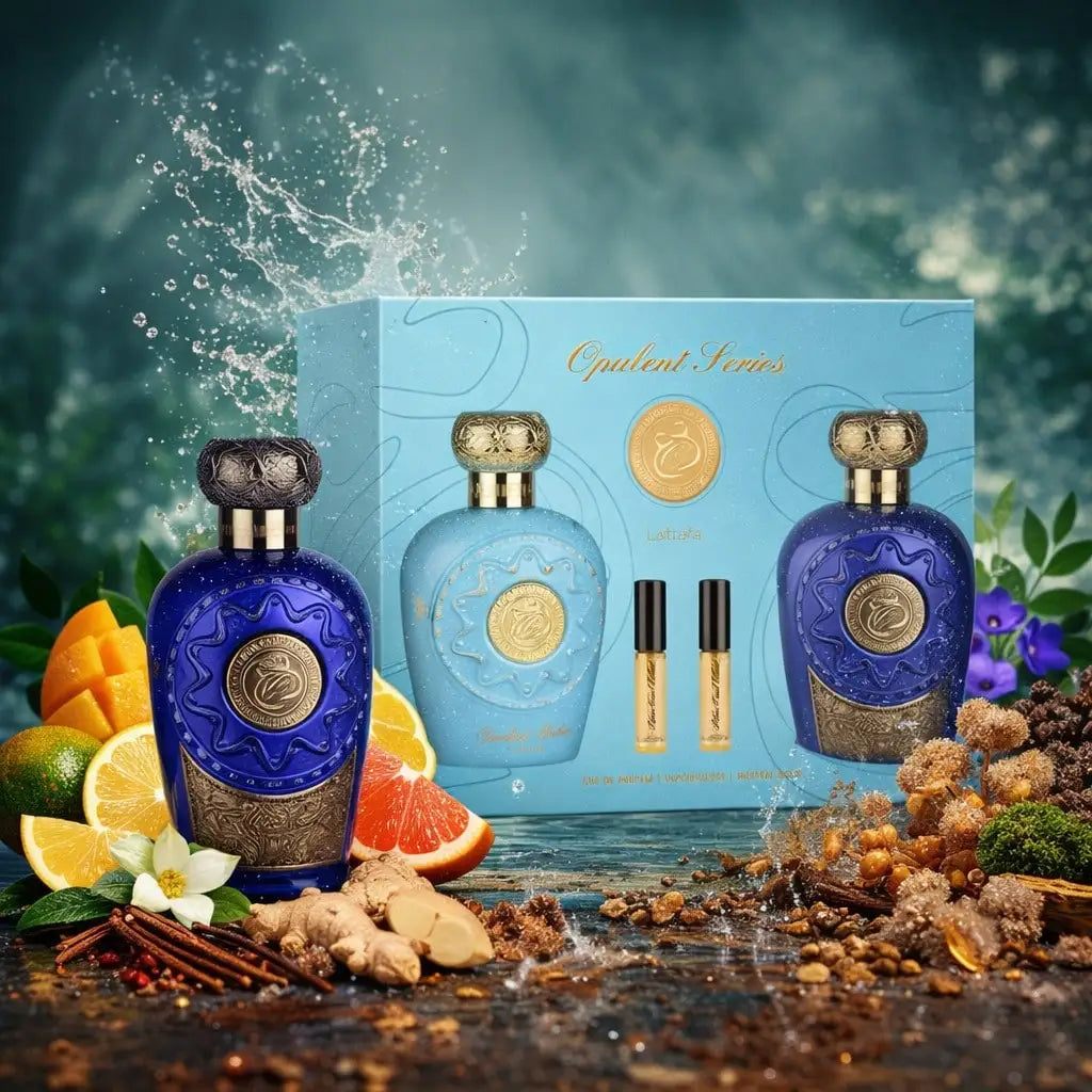 LATTAFA COFFRET CADEAU OPULENT DUBAI 100ML & BLUE OUD ELIXIR 100ML EAU DE PARFUM UNISEXE ORIENTAL FRUITÉ AROMATIQUE BOISÉ