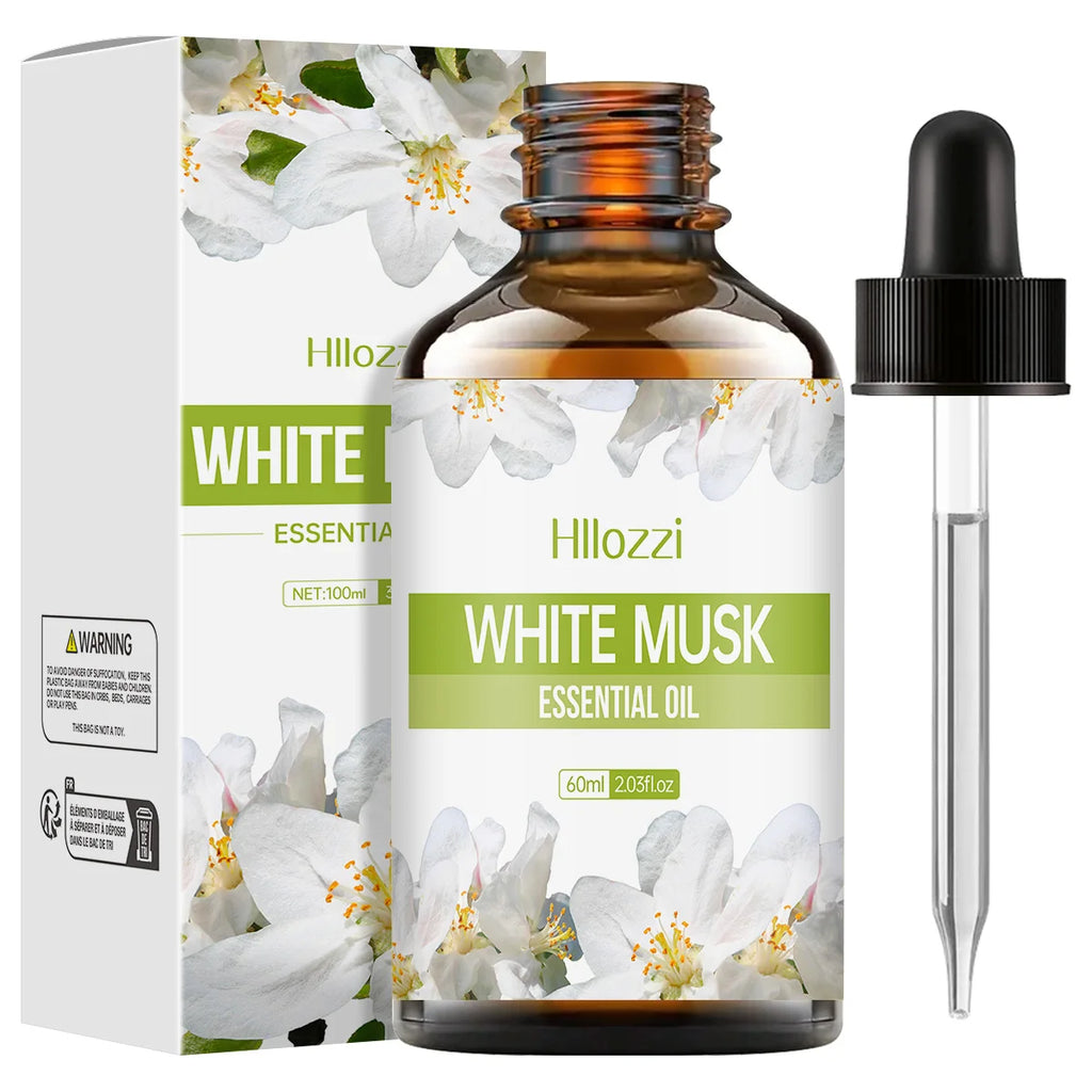 100 ml-60 ml-30 ml MUSQUE BLANC,Convient aux diffuseurs de soins du corps et d'aromathérapie, spa, soins capillaires, produits ménagers.