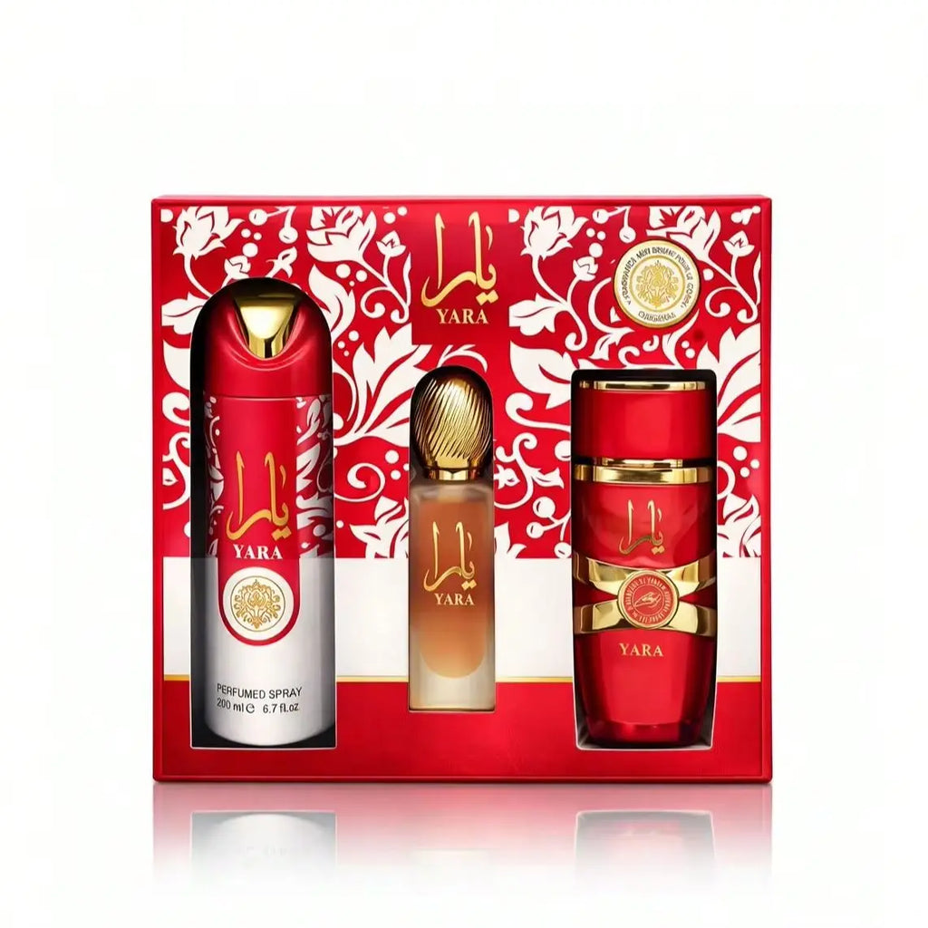 LATTAFA YARA CANDY 3-PIECE COFFRET SET - EDP + DEODORANT SPRAY + HAIR MIST - SWEET CANDY FRAGRANCE FEMININE GIFT SET