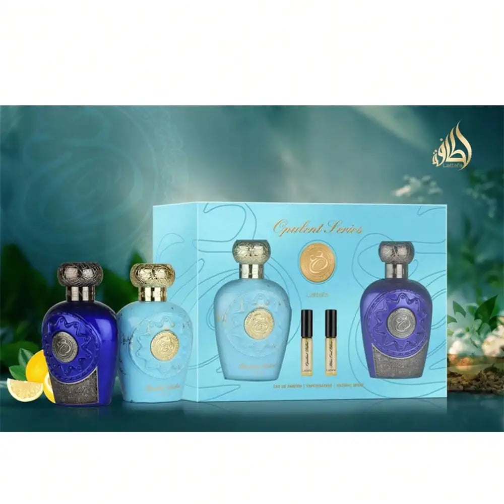 LATTAFA COFFRET CADEAU OPULENT DUBAI 100ML & BLUE OUD ELIXIR 100ML EAU DE PARFUM UNISEXE ORIENTAL FRUITÉ AROMATIQUE BOISÉ
