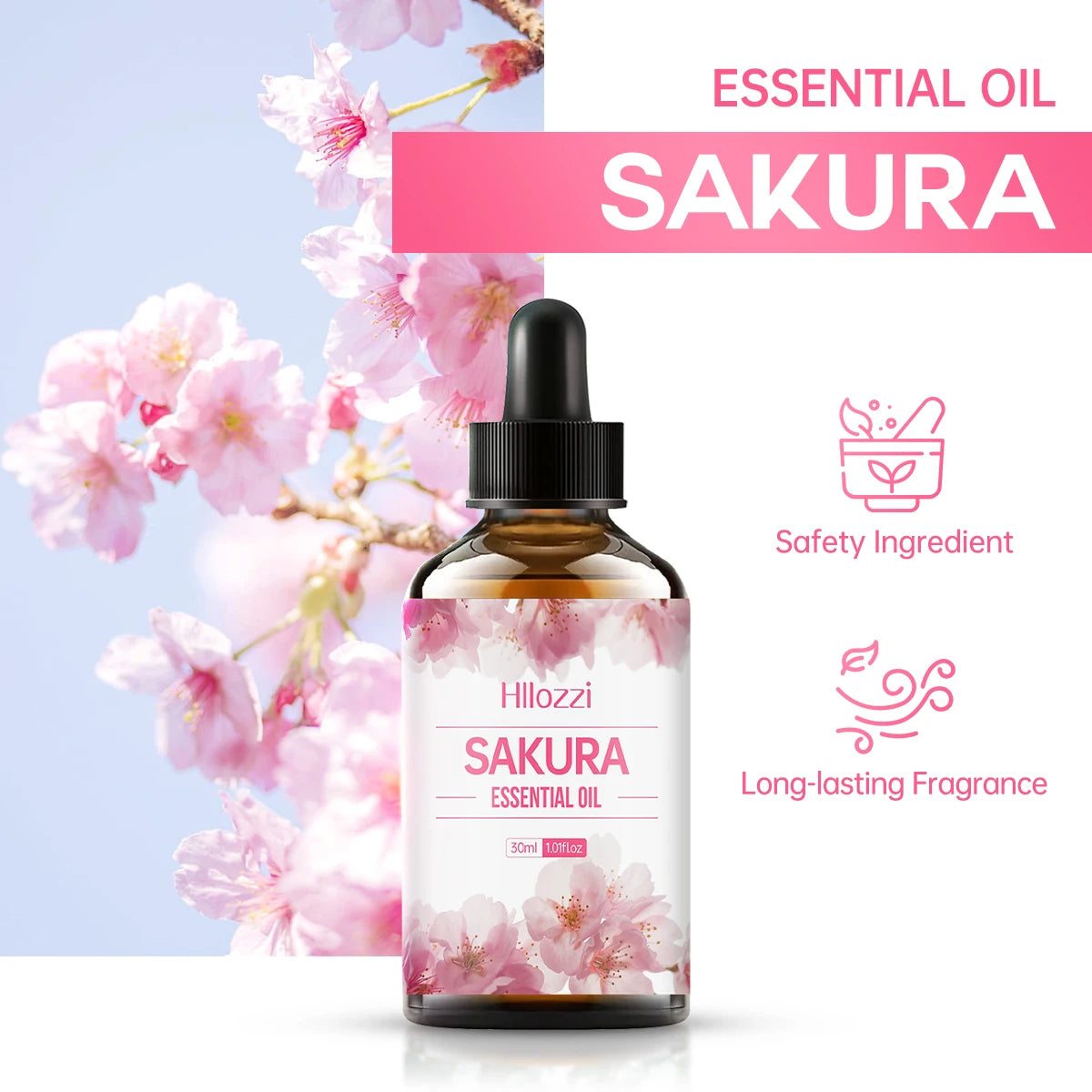 L'huile essentielle de fleur de cerisier 100ml/60ml/30ml convient aux soins de la peau du visage, aux soins du corps, à l'aromathérapie, à l'aromathérapie
