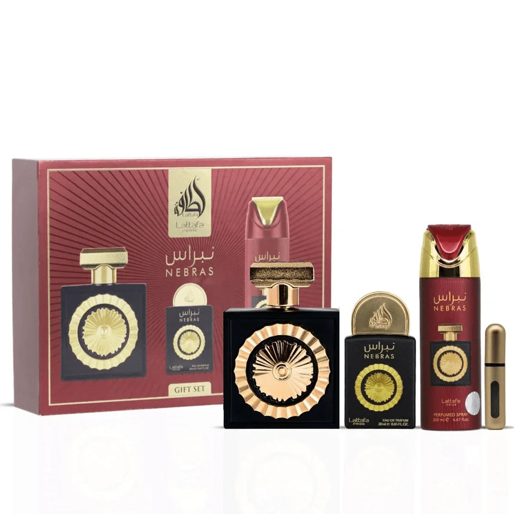 LATTAFA PRIDE NEBRAS 3 PCS SET Cadeau Parfum Pour Femmes Vanille Cacao Rose Musc 200ML/100ML/20ML Parfum De Luxe
