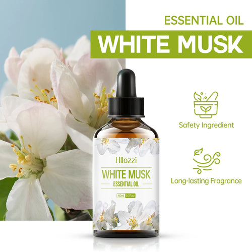 100 ml-60 ml-30 ml MUSQUE BLANC,Convient aux diffuseurs de soins du corps et d'aromathérapie, spa, soins capillaires, produits ménagers.