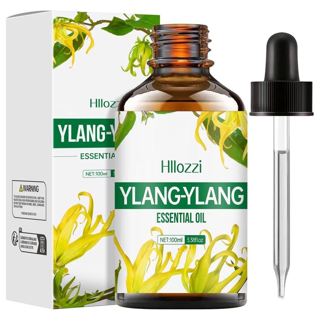 Huile essentielle de Ylang Ylang 100ml/60ml/30ml, pour les soins de la peau, les soins du corps, l'hydratation, parfum longue durée, essentiel multifonctionnel