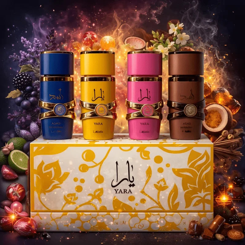 LATTAFA - COFFRET DE PARFUMS YARA & ASAD – SET DE 4 FLACONS (EAU DE PARFUM)