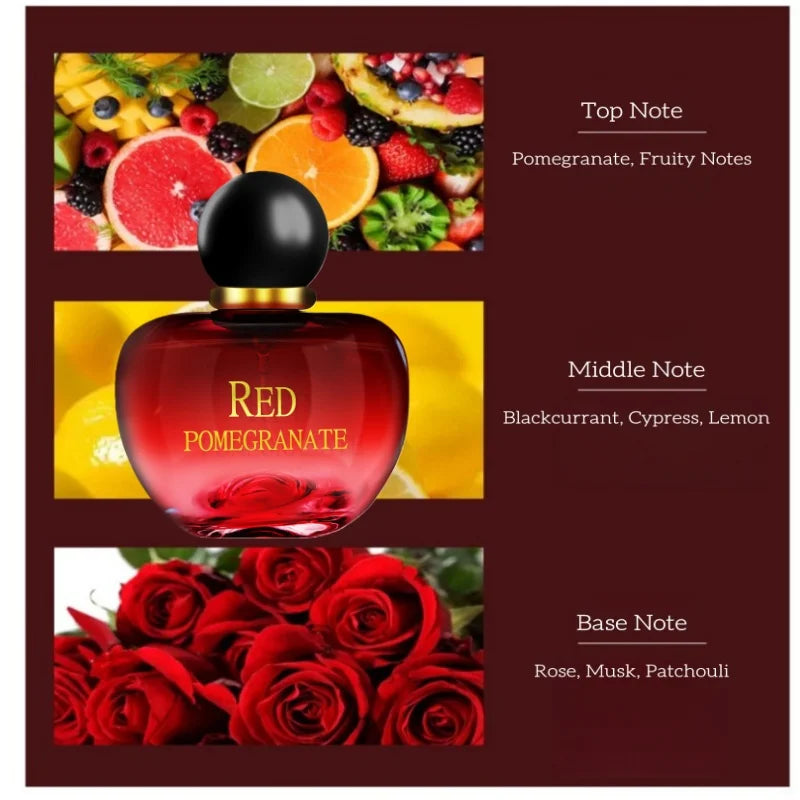 Pomme rouge et grenade Parfum fruité Floral 80ML femmes Parfum Spray durable Eau De Toilette flirt phéromone unisexe Parfum