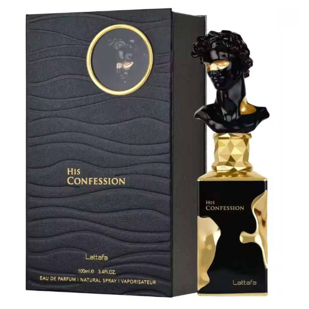 Lattafa His Confession 100ml/3.4oz Eau de Parfum Arabe, Cologne aux Phéromones, Parfum Longue Durée pour Homme, Cadeau de Noël